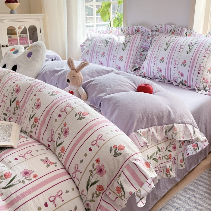 91家纺网 家纺一手货源 找家纺 雨帆家纺2025新款水洗棉印花四件套 繁华似锦