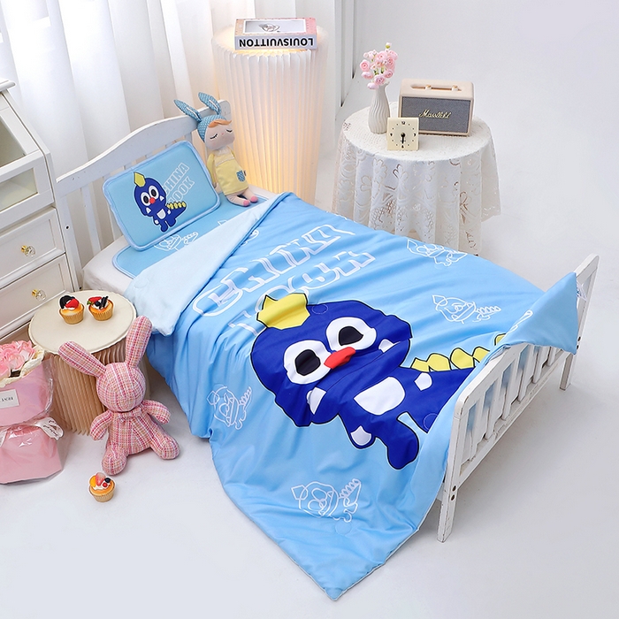 91家纺网 家纺一手货源 找家纺 八零年代 2025新品云柔牛奶丝儿童凉席套件恐龙王子