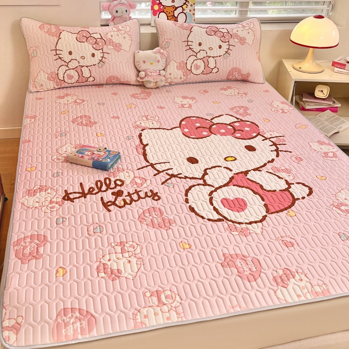 91家纺网 家纺一手货源 找家纺 金爱家 2025新款正版三丽鸥凉感乳胶凉席 爱心kt