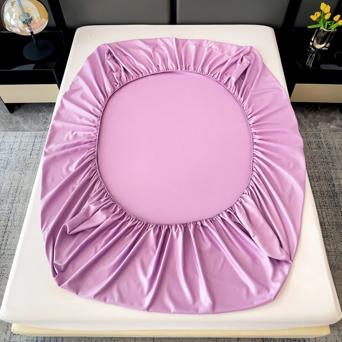 91家纺网 家纺一手货源 找家纺 纽缦家纺 2025新款纯色提花冰丝系列床笠单件-单床笠 梦幻紫