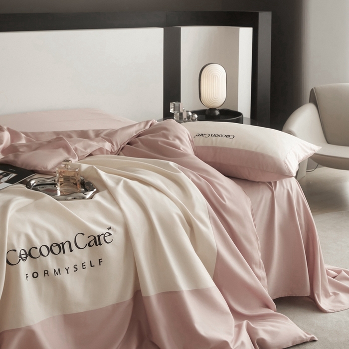 91家纺网 家纺一手货源 找家纺 金奇达2025新款【洛伊】-茧养莱赛尔四件套（标准号全网控价（折后券后）不低于258元） 洛伊-奶昔粉