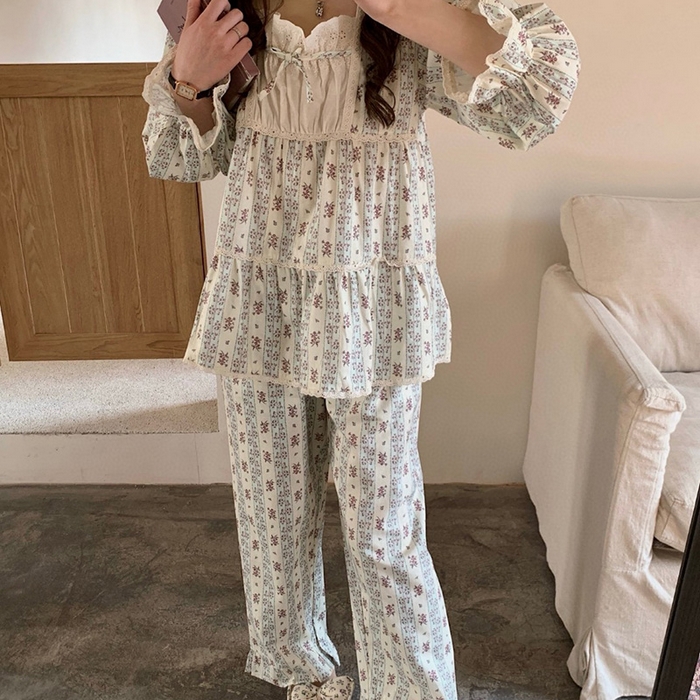 91家纺网 家纺一手货源 找家纺 （总）妍景家居生活馆 2025新款韩系25020蕾丝碎花套装