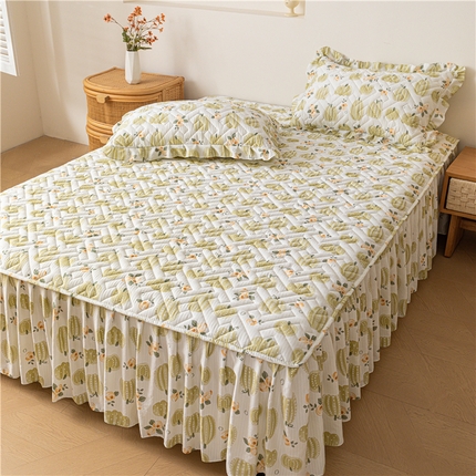 91家纺网 家纺一手货源 找家纺 （总）屹成家纺 2025新款水洗泡泡棉床裙三件套