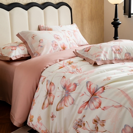 金奇达2025新款【曼妙庄园】-轻氧水光天丝棉四件套（标准号全网控价（折后券后）不低于268） 忆蝶