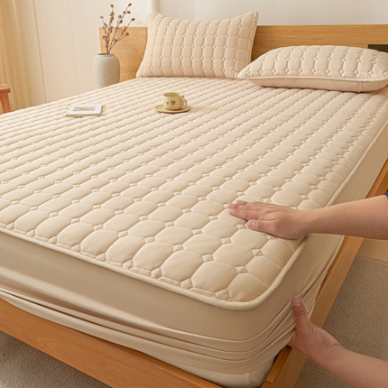 91家纺网 家纺一手货源 找家纺 （总）居眠 2025新款A类夹棉纯色床笠幸运格系列