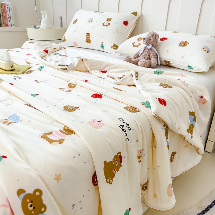 91家纺网 家纺一手货源 找家纺 2025新款A类小清新针织棉夏凉被 欢乐派对