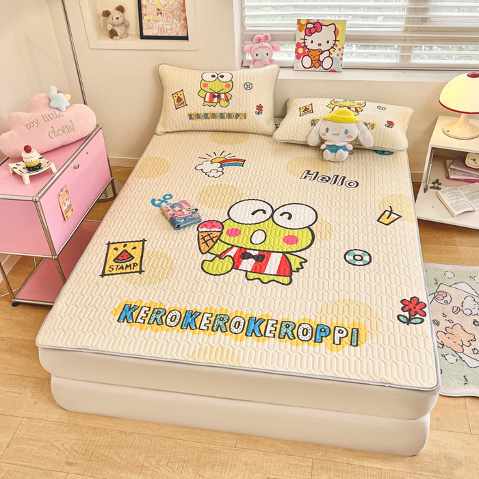 91家纺网 家纺一手货源 找家纺 金爱家 2025新款正版三丽鸥凉感乳胶凉席 夏日大眼蛙