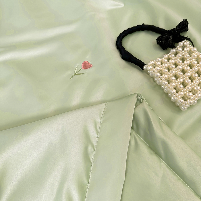 91家纺网 家纺一手货源 找家纺 满羽家纺 2025新款水洗冰丝刺绣夏被四件套 花朵绿