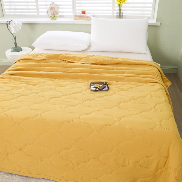 91家纺网 家纺一手货源 找家纺 太阳树家纺 2025水洗棉夏被夏凉被空调被超声波压花礼品直播供应链引流爆款 黄色