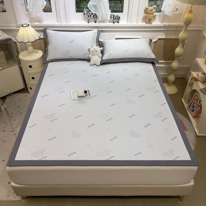 91家纺网 家纺一手货源 找家纺 卡初家居（原微来） 2025新款舒睡冰豆豆抱抱龙系列席子凉席 sheep sheep-灰（床席款）