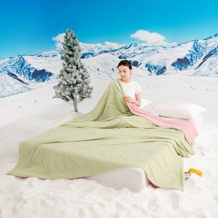 91家纺网 家纺一手货源 找家纺 恒科家纺 2025新款雪纱冰丝凉感被 李官奇大豆凉感清凉透气夏被子被芯(提供买家秀) 军绿-粉逸