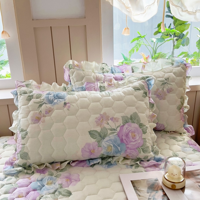 91家纺网 家纺一手货源 找家纺 情煊家纺 2025新款全棉印花小清新夹棉枕套 假日玫瑰