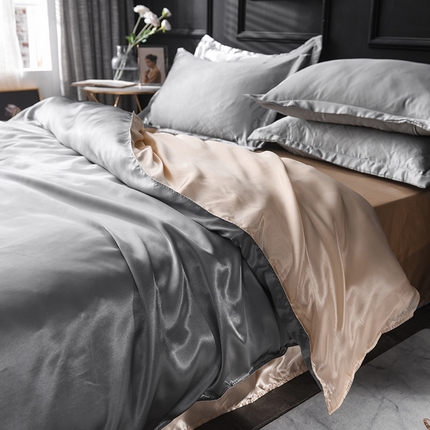经年 2025年特价款丝绸水洗冰丝四件套-单被套 直播爆款 银灰驼色