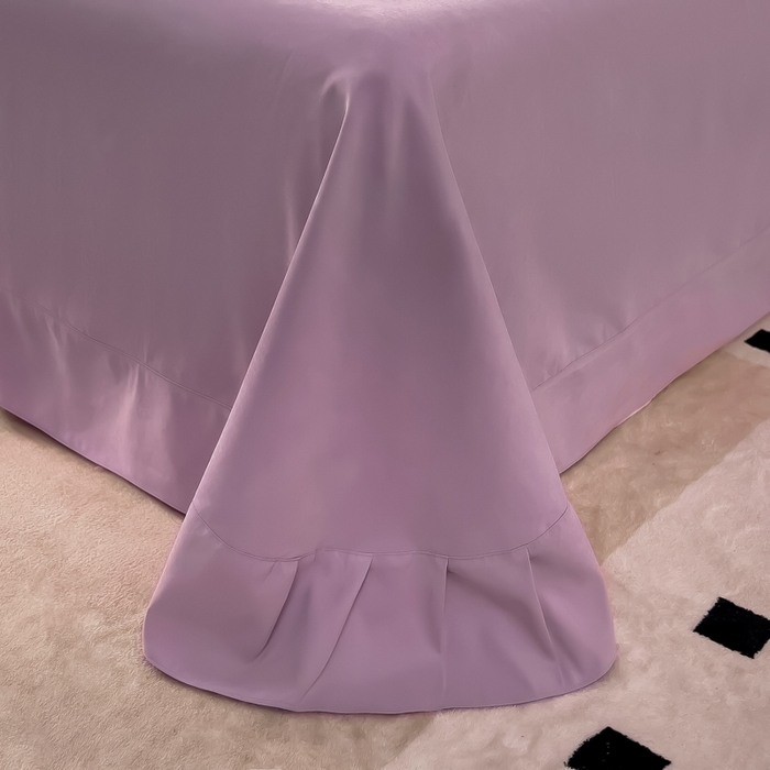 91家纺网 家纺一手货源 找家纺 曲之慕 2025新品四季款高端刺绣四件套简约可水洗轻奢纯色刺绣四件套 馨花漫舞烟紫