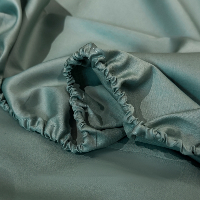 91家纺网 家纺一手货源 找家纺 氧家2025新款60支全棉贡缎纯色四件套 松石绿