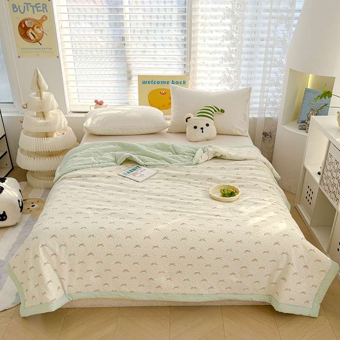 91家纺网 家纺一手货源 找家纺 （总）2025新款A类印花泡泡纱大豆夏凉被被子被芯