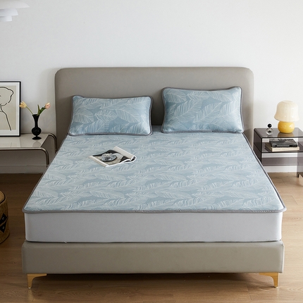 91家纺网 家纺一手货源 找家纺 （总）千朵森 2025新款冰岛冰感丝床笠款凉席三件套-风格一