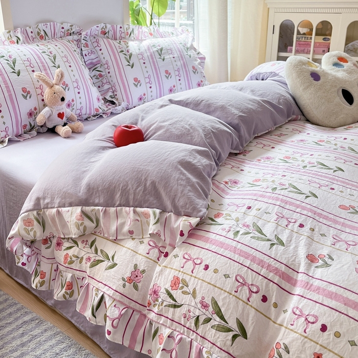 91家纺网 家纺一手货源 找家纺 雨帆家纺2025新款水洗棉印花四件套 繁华似锦