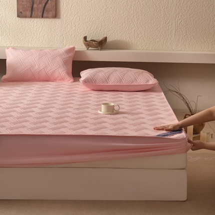 91家纺网 家纺一手货源 找家纺 莱登卡奴 2025新款A类原棉磨毛大豆夹棉床笠云纹系列 云纹-粉玉