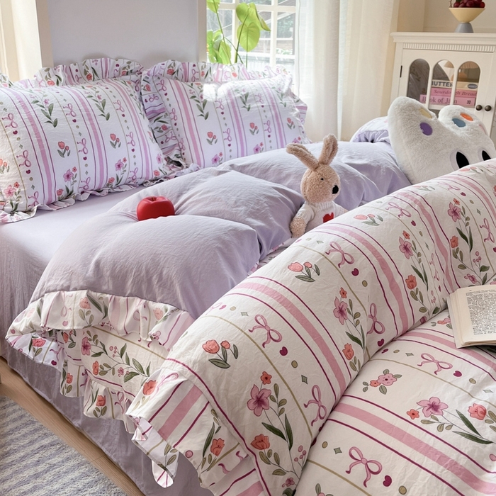 91家纺网 家纺一手货源 找家纺 雨帆家纺2025新款水洗棉印花四件套 繁华似锦