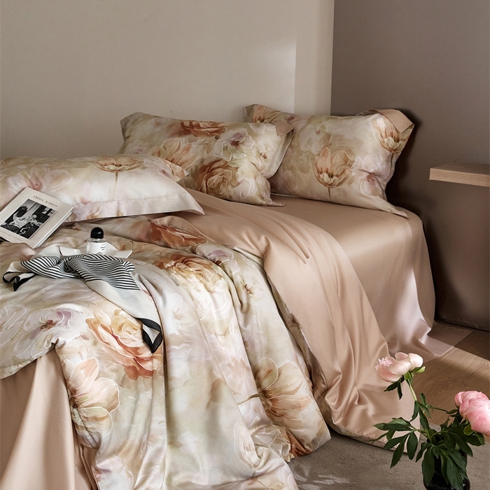 91家纺网 家纺一手货源 找家纺 金奇达2025新款【艺术花卉】-茧养莱赛尔四件套（标准号全网控价（折后券后）不低于228元） 瑞贝卡