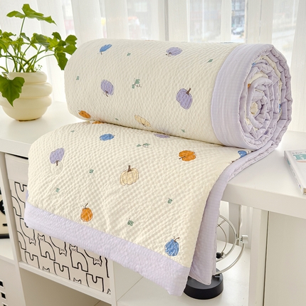 91家纺网 家纺一手货源 找家纺 2025新款A类印花泡泡纱大豆夏凉被被子被芯 七彩南瓜