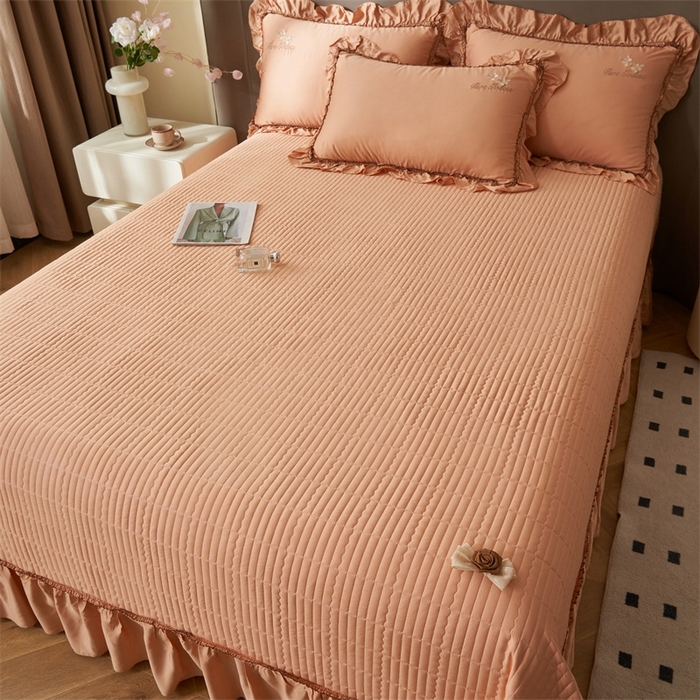 91家纺网 家纺一手货源 找家纺 恒爱家纺  2025新款莫代尔柔情似水多功能夏被床盖四件套			 			 爱玛橙