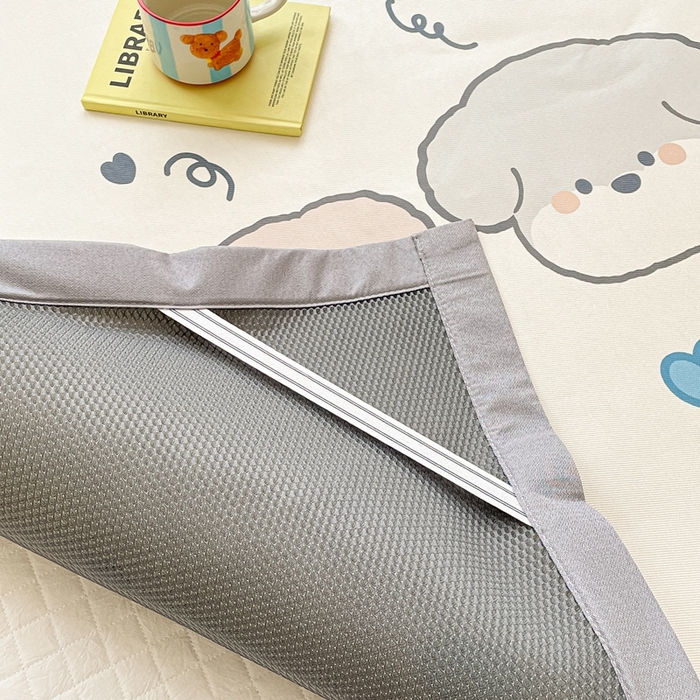 91家纺网 家纺一手货源 找家纺 川悦生活 2025新款大版凉感冰丝席三件套 叮咚小狗仔