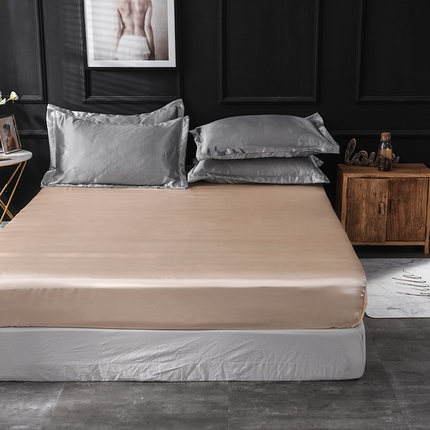 91家纺网 家纺一手货源 找家纺 经年 2025年特价款丝绸水洗冰丝四件套-单床笠 直播爆款 银灰驼色