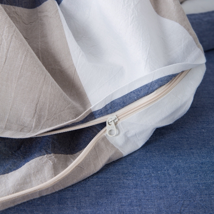 91家纺网 家纺一手货源 找家纺 玖弘家居 2025新款水洗棉单被套 蓝大格