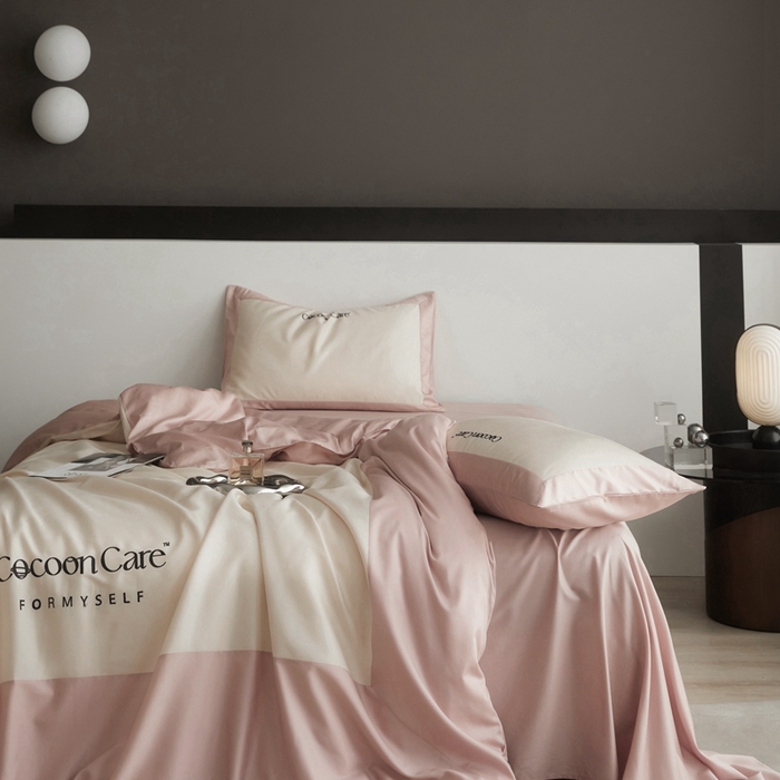 91家纺网 家纺一手货源 找家纺 金奇达2025新款【洛伊】-茧养莱赛尔四件套（标准号全网控价（折后券后）不低于258元） 洛伊-奶昔粉