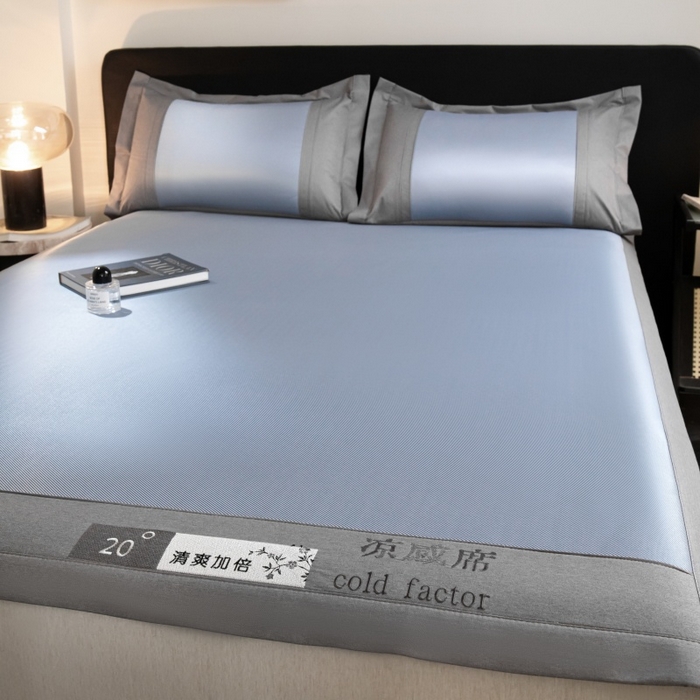 91家纺网 家纺一手货源 找家纺 孩子王家纺2025新款轻柔丝凉席冰丝席-凉感席系列 床席款-冰丝蓝