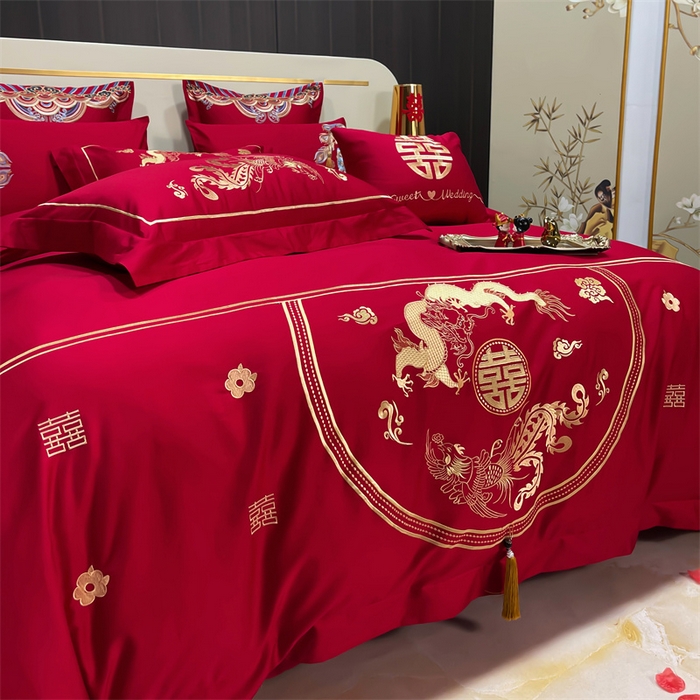 91家纺网 家纺一手货源 找家纺 甜咪咪婚庆 2025新款纯棉全棉面料刺绣结婚 婚庆 四件套 多件套  小红书推荐热款 锦绣