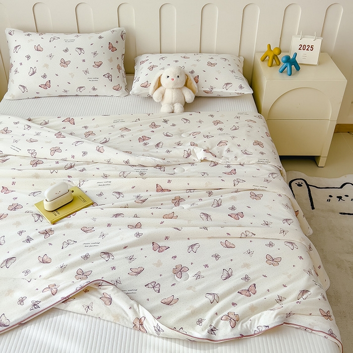 91家纺网 家纺一手货源 找家纺 2025新款A类小清新针织棉夏凉被 小芙贝拉