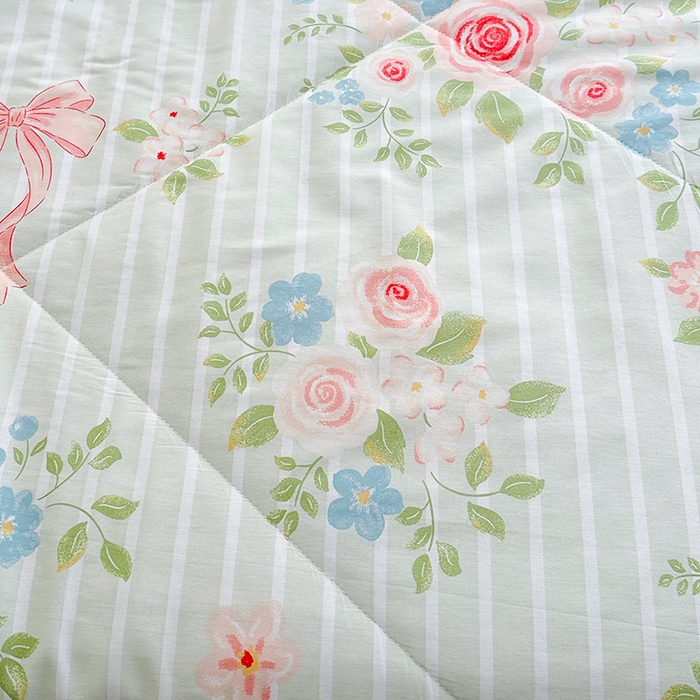 91家纺网 家纺一手货源 找家纺 欧夏家纺 2025新款里外全棉印花夏被100%新疆棉花 花语伊人