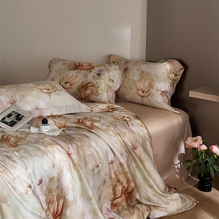 91家纺网 家纺一手货源 找家纺 金奇达2025新款【艺术花卉】-茧养莱赛尔四件套（标准号全网控价（折后券后）不低于228元） 瑞贝卡