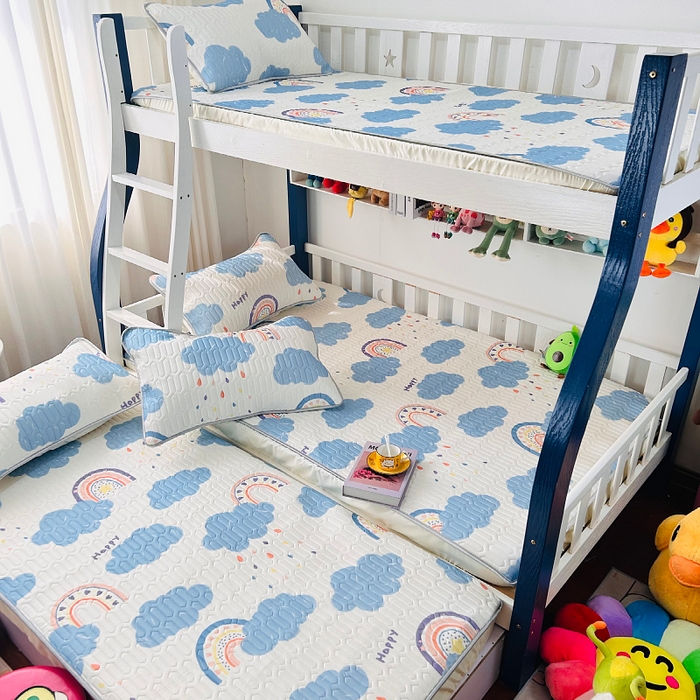 91家纺网 家纺一手货源 找家纺 小虾米 2025乳胶凉席上下床床笠 七彩云朵