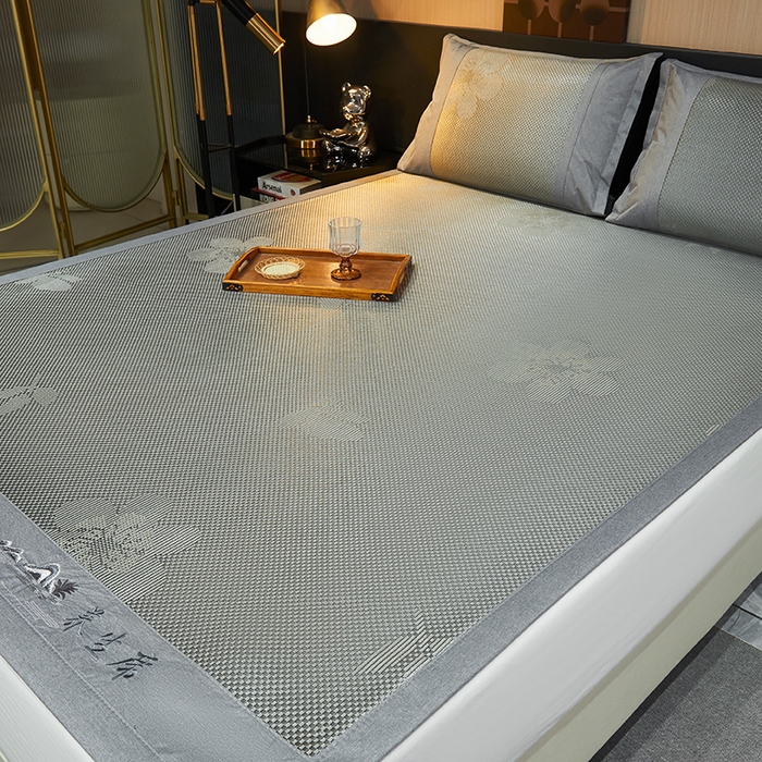 91家纺网 家纺一手货源 找家纺 （总）青雅席业 2025新款3D复合提花清凉冰藤席-花语系列