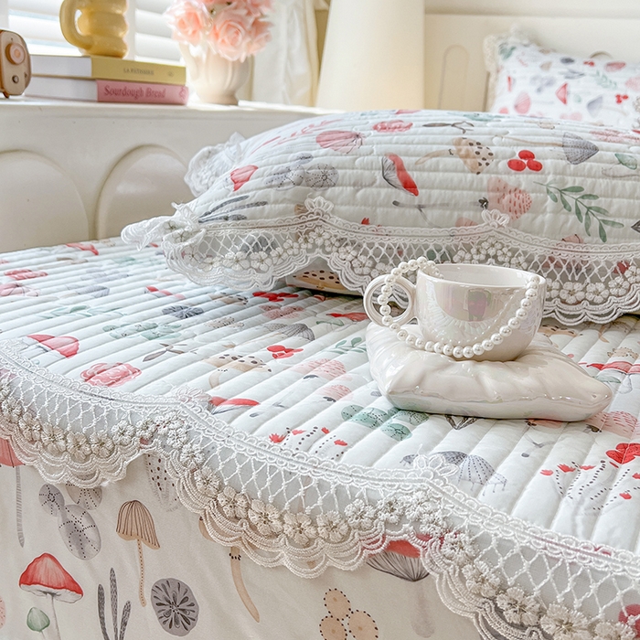 91家纺网 家纺一手货源 找家纺 麒豆豆 2025新款天丝印花床笠 蘑菇森林