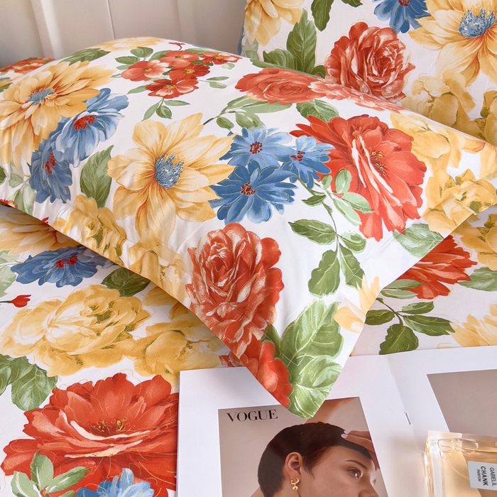 91家纺网 家纺一手货源 找家纺 情煊家纺 2025新款全棉花边款枕套 锦绣年华