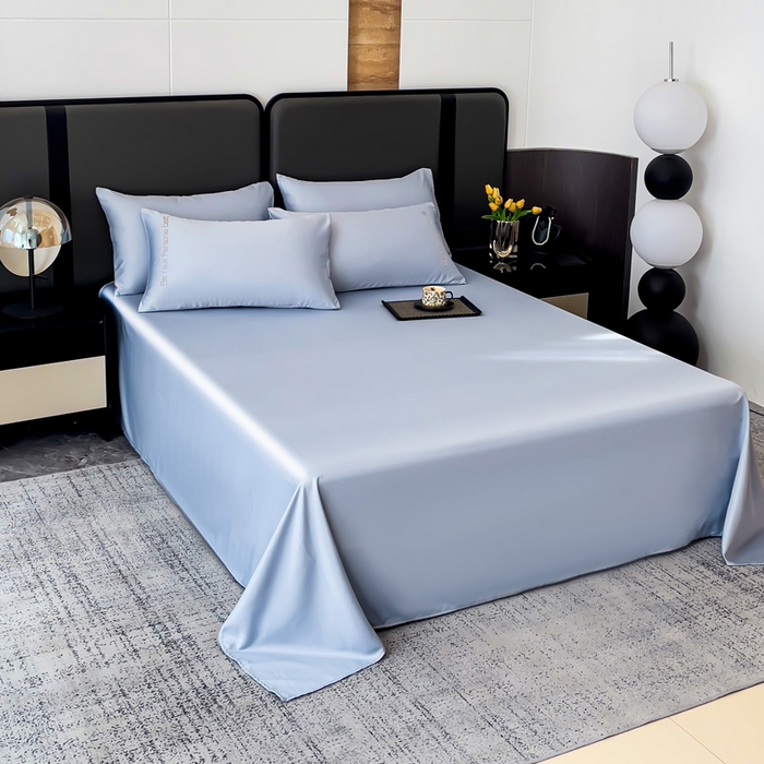 91家纺网 家纺一手货源 找家纺 纽缦家纺 2025新款纯色提花冰丝系列床单单件-单床单 星空灰