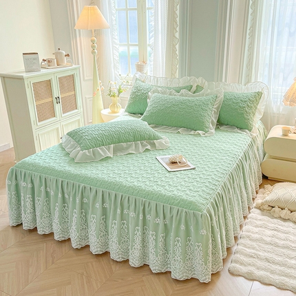 91家纺网 家纺一手货源 找家纺 （总）予梦家纺 2025新款公主风蕾丝花边夹棉床裙