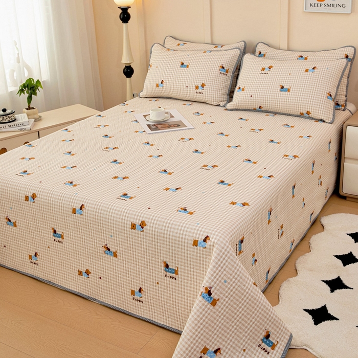 91家纺网 家纺一手货源 找家纺 情煊家纺 2025新款双面全棉夹棉枕套 俏皮狗