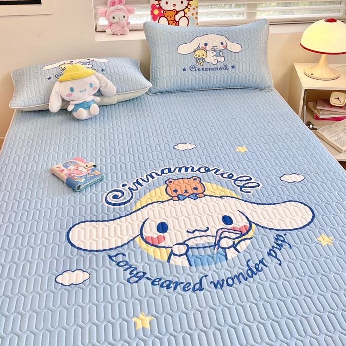 91家纺网 家纺一手货源 找家纺 金爱家 2025新款正版三丽鸥凉感乳胶凉席 汽水玉桂狗