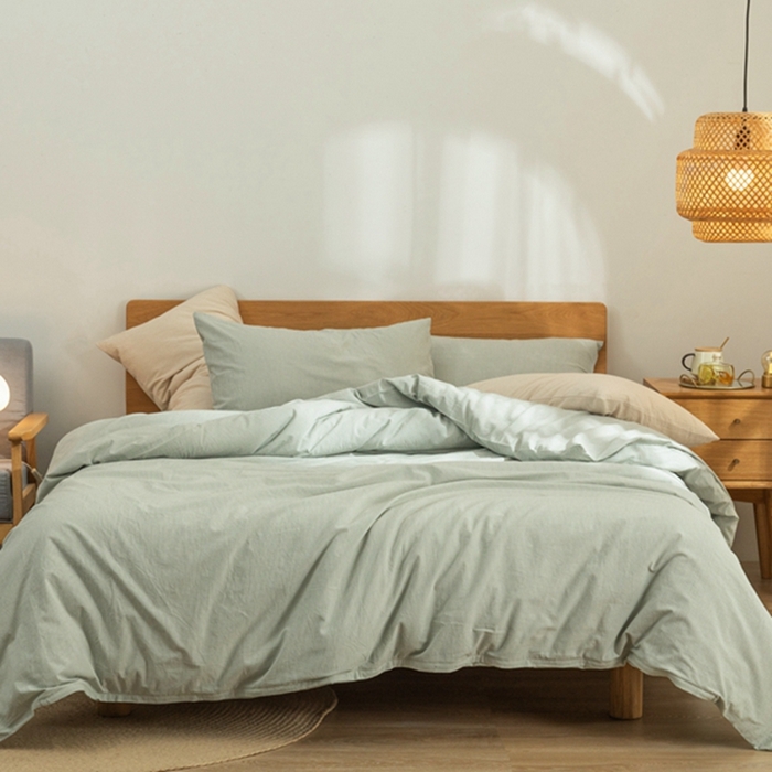 91家纺网 家纺一手货源 找家纺 玖弘家居 2025新款水洗棉单被套 绿密条