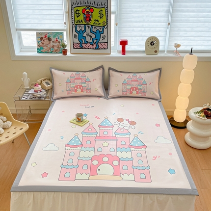 川悦生活 2025新款大版凉感冰丝席三件套 小狗乐园