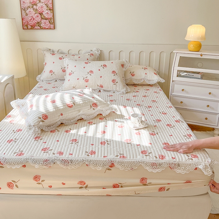 91家纺网 家纺一手货源 找家纺 麒豆豆 2025新款天丝印花床笠 西西里玫瑰