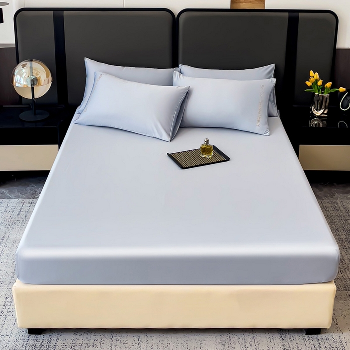 91家纺网 家纺一手货源 找家纺 纽缦家纺 2025新款纯色提花冰丝系列床笠单件-单床笠 星空灰