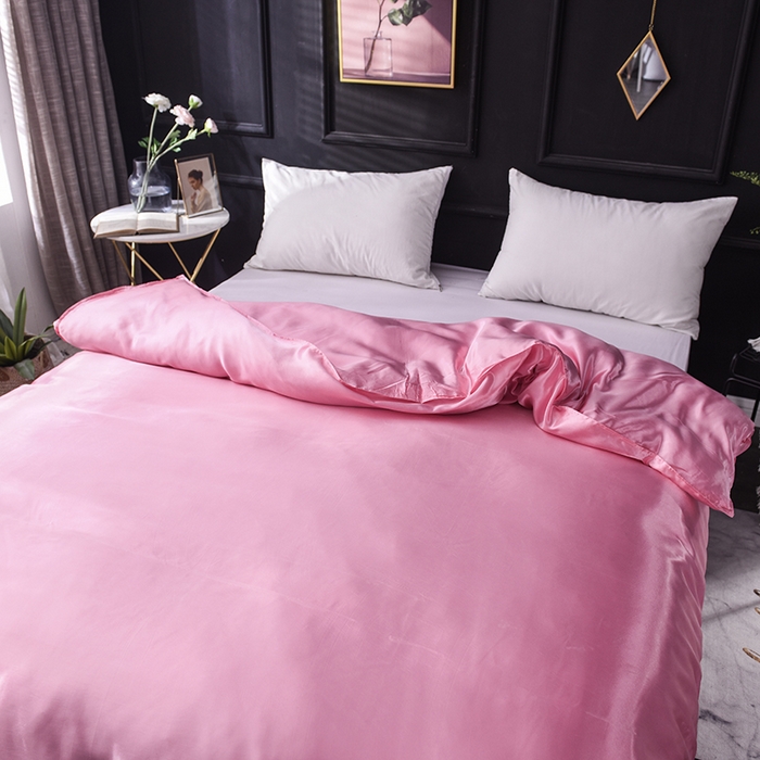 91家纺网 家纺一手货源 找家纺 经年 2025年特价款丝绸水洗冰丝四件套-单被套 直播爆款 粉色