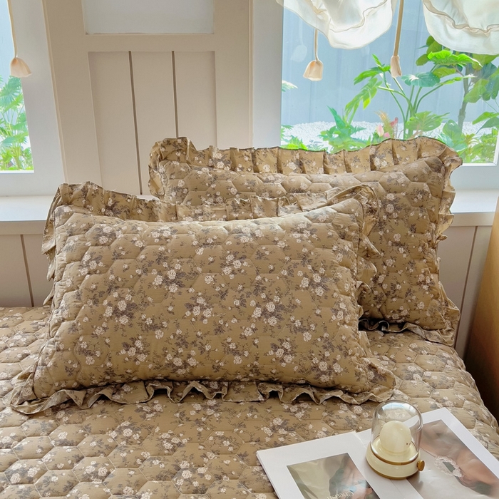 91家纺网 家纺一手货源 找家纺 情煊家纺 2025新款全棉印花小清新夹棉枕套 茶野